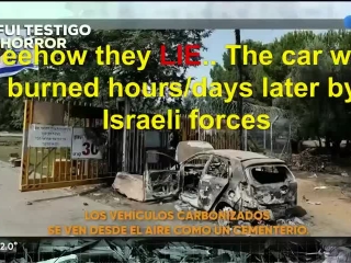 Fake Israel staging burned cars at festival