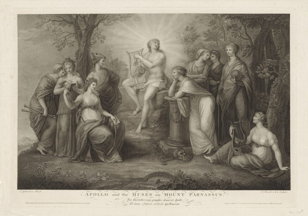 Apollo_en_de_Muzen_op_de_Parnassus_Apollo_and_the_Muses_on_Mount_Parnassus_(titel_op_object),_RP-P-OB-5383