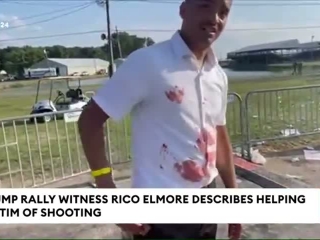 Eyewitness has koolaid on shirt after fake Trump shooting