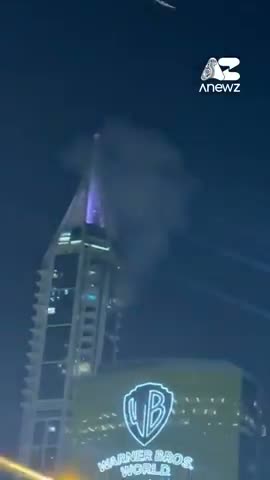 Dubai tower pretends to get struck by Drone
