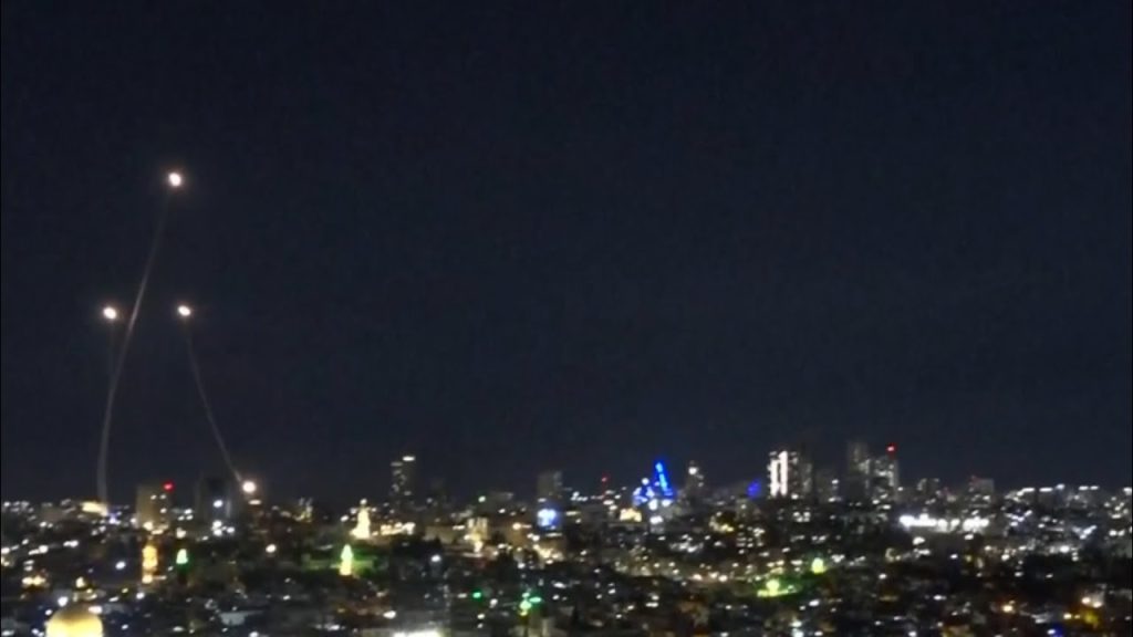 Obviously fake iron dome fireworks show