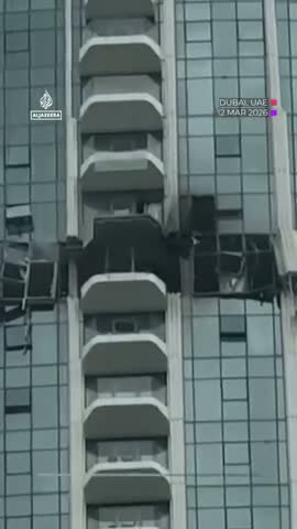 Superficial facade damage to Dubai building